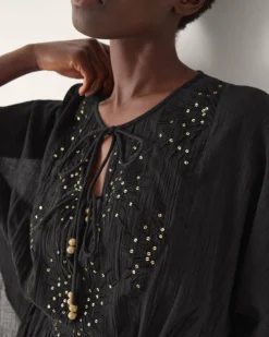 Jada Embellished Mini Kaftan Black