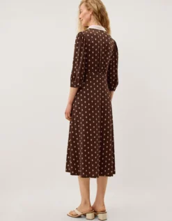 Janey Print Jersey Midi Dress Brown