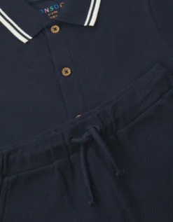 Jersey Polo Shirt & Shorts Set Blue