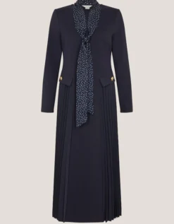 Jessie Jersey Pleat Midi Dress & Scarf Blue