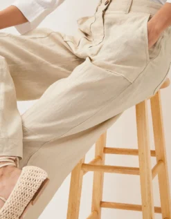 Jolie Regular Linen Wide Leg Trousers Natural