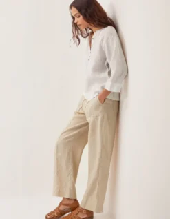 Jolie Regular Linen Wide Leg Trousers Natural