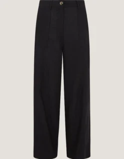 Jolie Straight Linen Blend Trousers Black