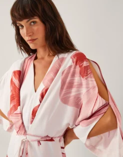 June Floral Kimono Maxi Dress Ivory