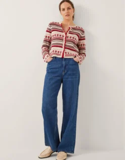 Juno Floral Fair Isle Cardigan Ivory