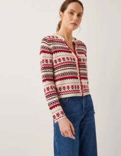 Juno Floral Fair Isle Cardigan Ivory