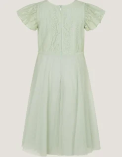 Keisa Embellished Lace Party Dress Green