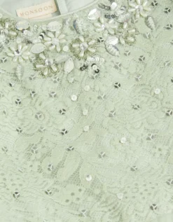 Keisa Embellished Lace Party Dress Green