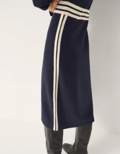 Keli Contrast Stripe Knit Midi Dress Blue