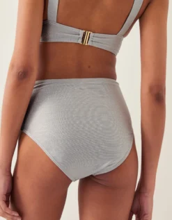 Kiki Glitter High Waist Bikini Bottom Silver