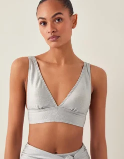 Kiki Glitter Triangle Bikini Top Silver