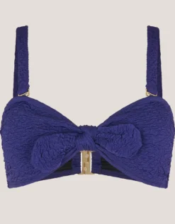 Kyla Tie Front Bandeau Bikini Top Blue