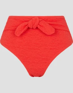 Kyla Tie Front High Waisted Bikini Bottom Pink