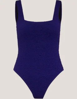 Kylee Textured Square Neck Swimsuit Blue
