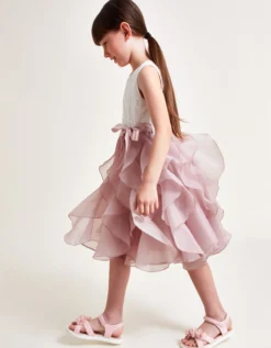 Lace Cancan Ruffle Dress Pink