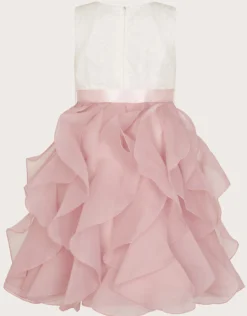 Lace Cancan Ruffle Dress Pink
