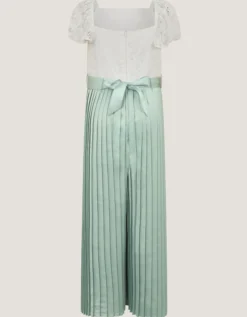 Lace Pleated Jumpsuit Green