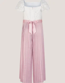 Lace Pleated Jumpsuit Pink