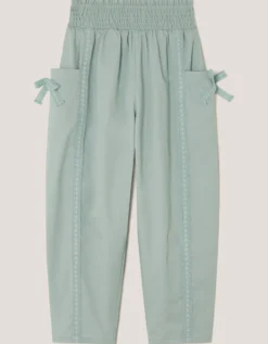 Lace Trim Barrel Trousers Green