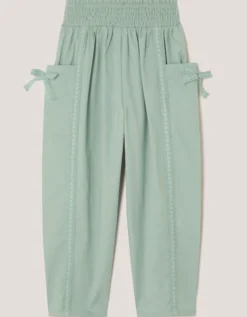 Lace Trim Barrel Trousers Green