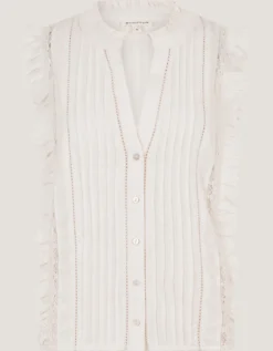 Lacy Sleeveless Broderie Top Ivory