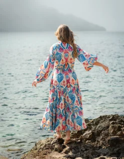 La Galeria Elefante Elizabeth Tie-Front Printed Maxi Dress Multi