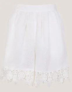 Lara Floral Embroidered Shorts White