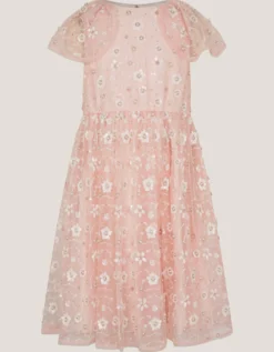 Latifa Floral Embellished Party Dress Pink
