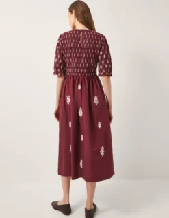 Laurie Floral Smocked Midi Dress Red