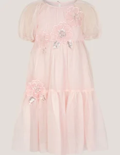 Leila Floral Embellished Party Dress Pink