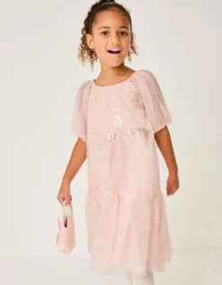 Leila Floral Embellished Party Dress Pink