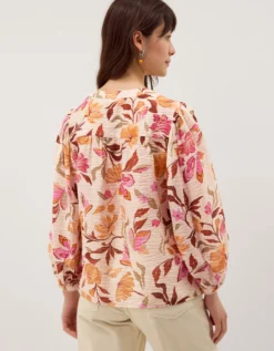 Leila Floral Print Blouse Ivory