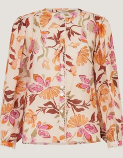 Leila Floral Print Blouse Ivory