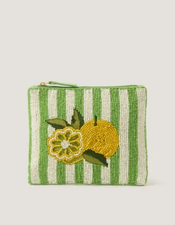 Lemon Beaded Pouch