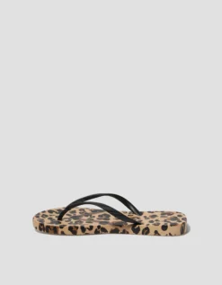 Leopard Print Flip Flops Natural