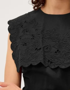 Lexi Embroidered Bib Mini Dress Black