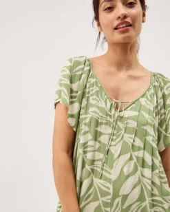 Lillie Leaf Print Jumpsuit Green