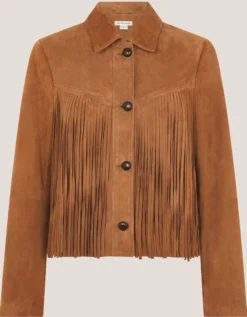 Lily Fringe Suede Jacket Tan