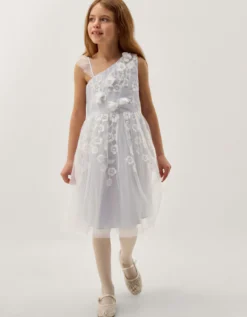 Liza Embroidered Asymmetrical Party Dress Blue