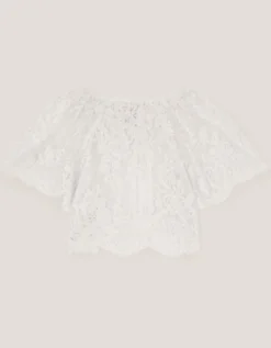 Lola Lace Short Sleeve Cover Up Ivory