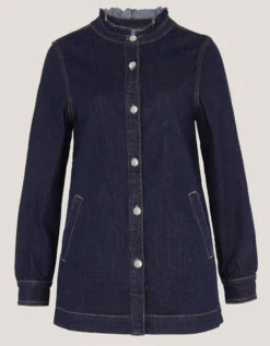 Louisa Longline Frill Denim Jacket Blue