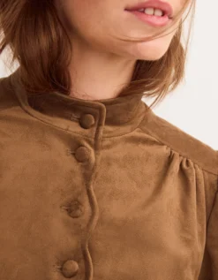 Lucia Faux Suede Jacket Brown
