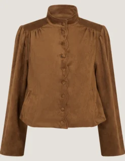 Lucia Faux Suede Jacket Brown