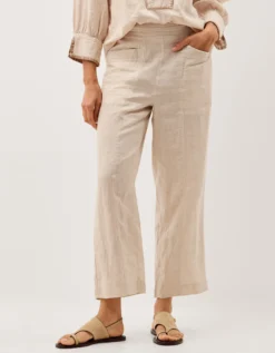 Lucy Regular Straight Leg Linen Trousers Natural