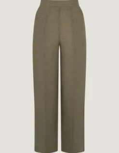 Lucy Regular Straight Leg Linen Trousers Green