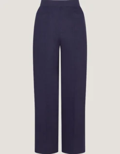 Lucy Short Straight Leg Linen Trousers Blue