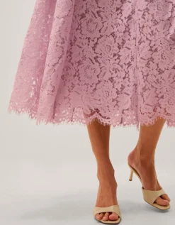 Lydia Sleeveless Lace Midi Dress Pink