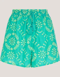 Lyla Floral Embroidered Shorts Blue