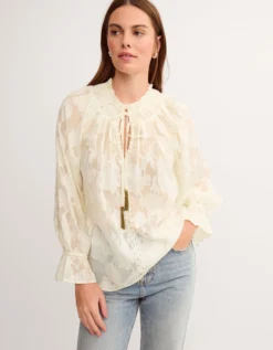 Lyra Sheer Devoré Blouse Ivory