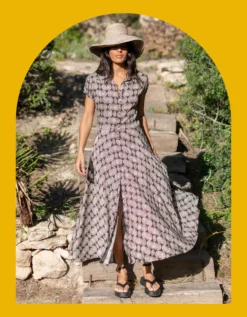 Lyrical Sisters Printed Maxi Shirt Dress Black